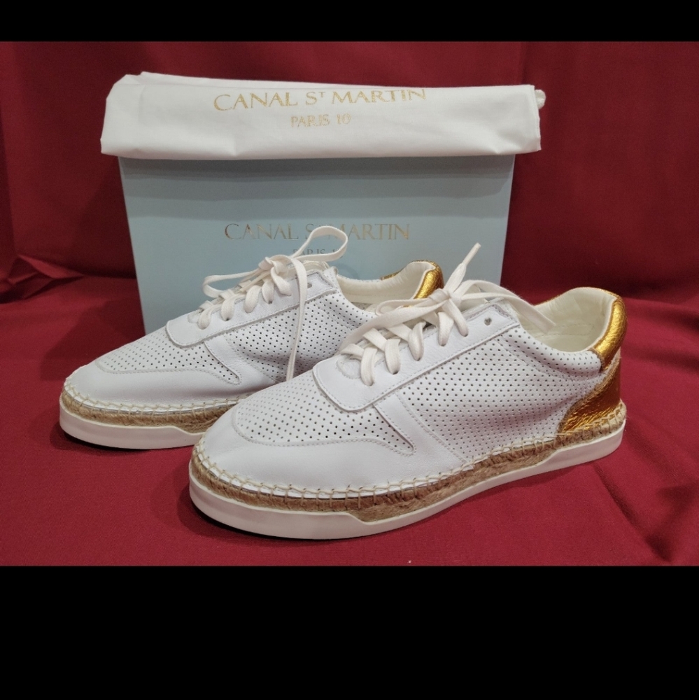 Canal st martin Richard espadrille sneakers leather white gold curcuma 40